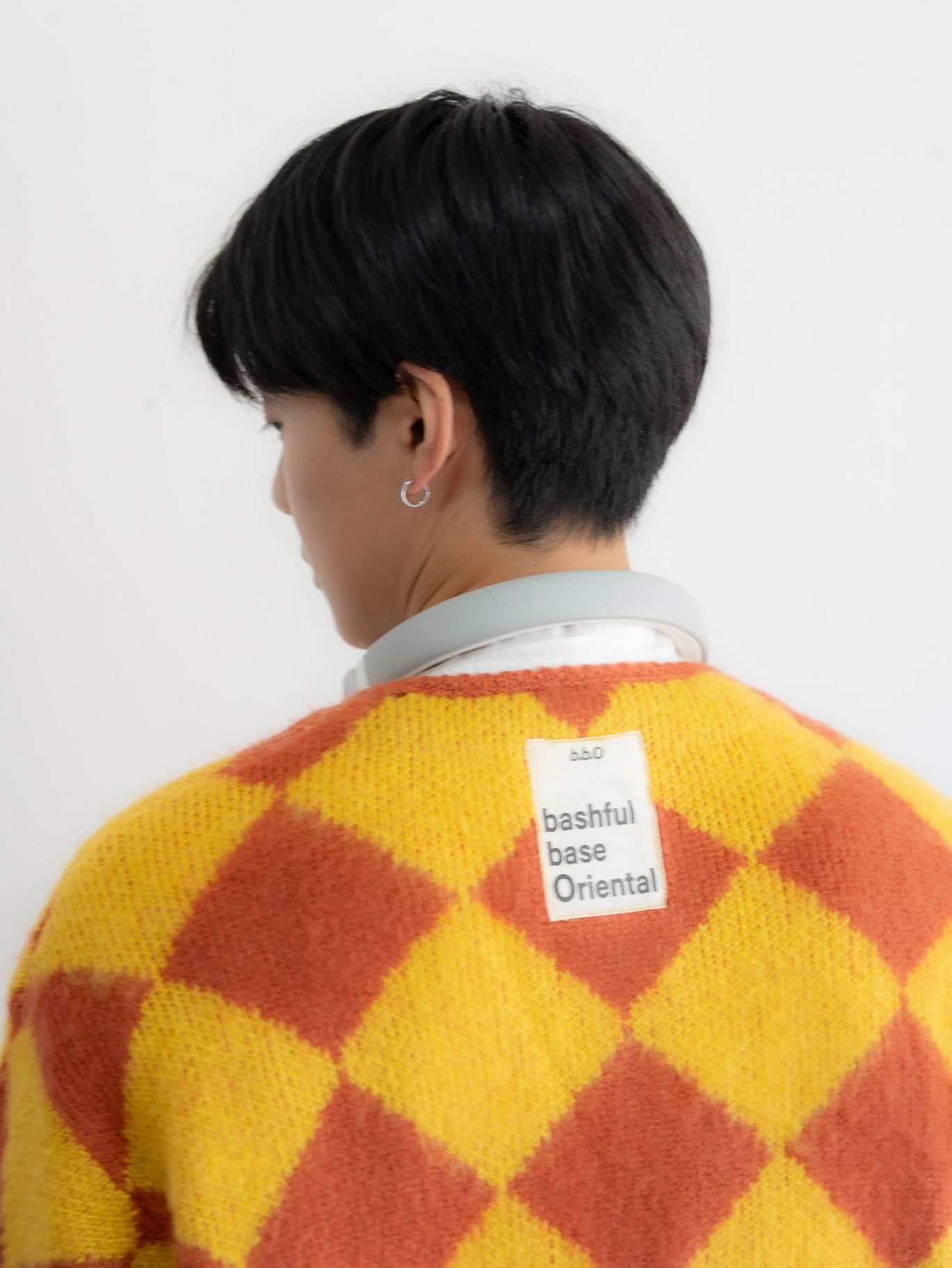 【bbO】シャギーモヘアタッチダイヤニットカーディガン