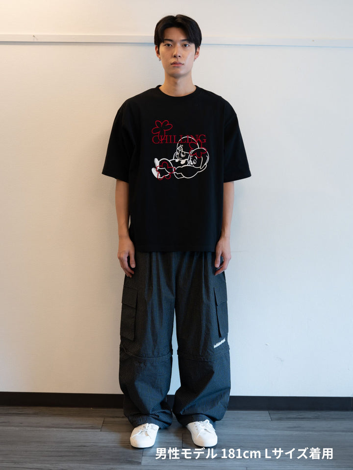 [SET]【bbO】バッシュフルくんCHILLING T+【bbO】イージーコクーンワイドデニムパンツ(2set)