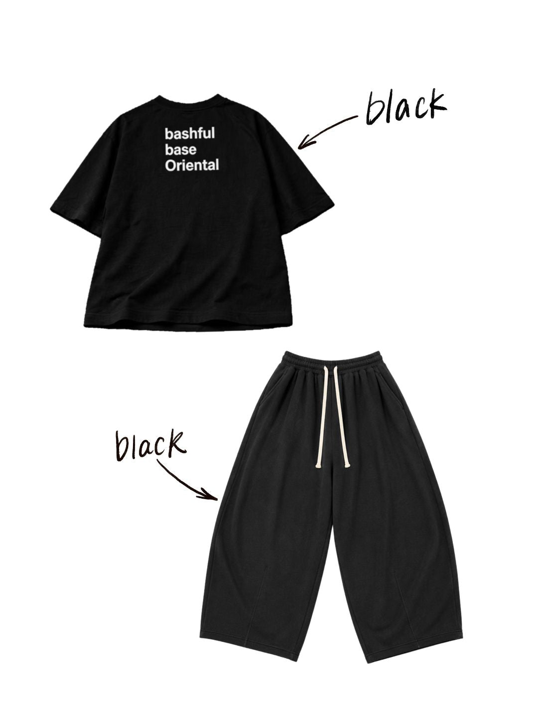 [予約/SET]【bbO】イージーコクーンワイドスウェットパンツ+【bbO】バックロゴボリュームT (2set)