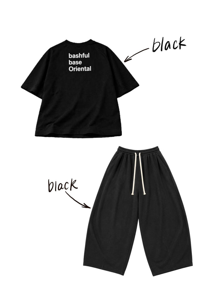 [予約/SET]【bbO】イージーコクーンワイドスウェットパンツ+【bbO】バックロゴボリュームT (2set)