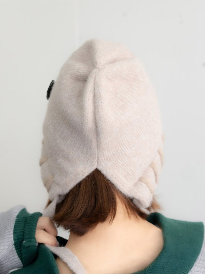 【bbO】ハンドステッチフラワーワッペンニットキャップ