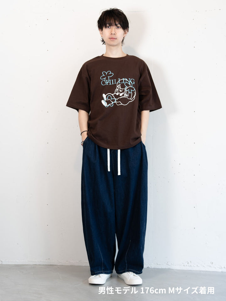 [SET]【bbO】バッシュフルくんCHILLING T+【bbO】イージーコクーンワイドデニムパンツ(2set)
