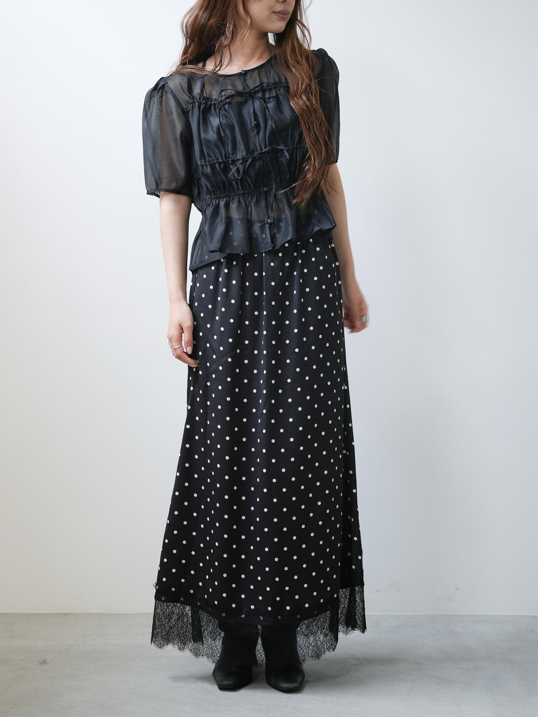 【bbO】レースヘムドットスカート