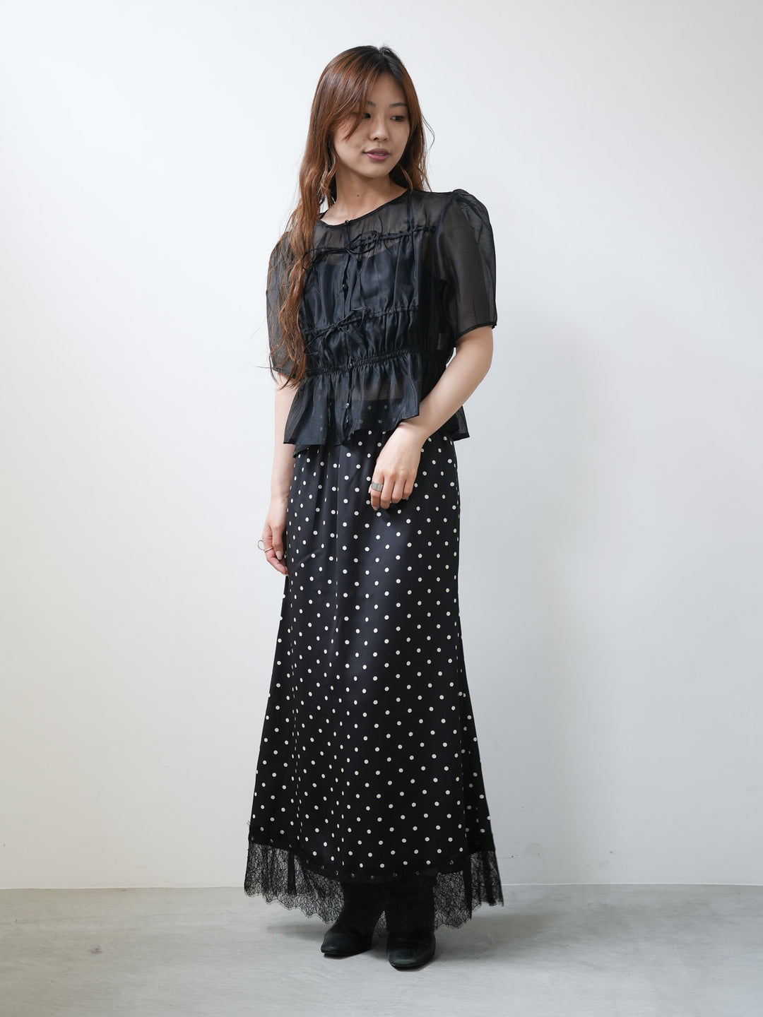 【bbO】レースヘムドットスカート