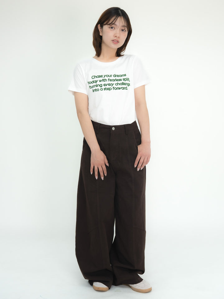 [SET]【bbO】フロッキー4段ロゴTシャツ+【bbO】カーブラインブラウンデニムパンツ(2set)