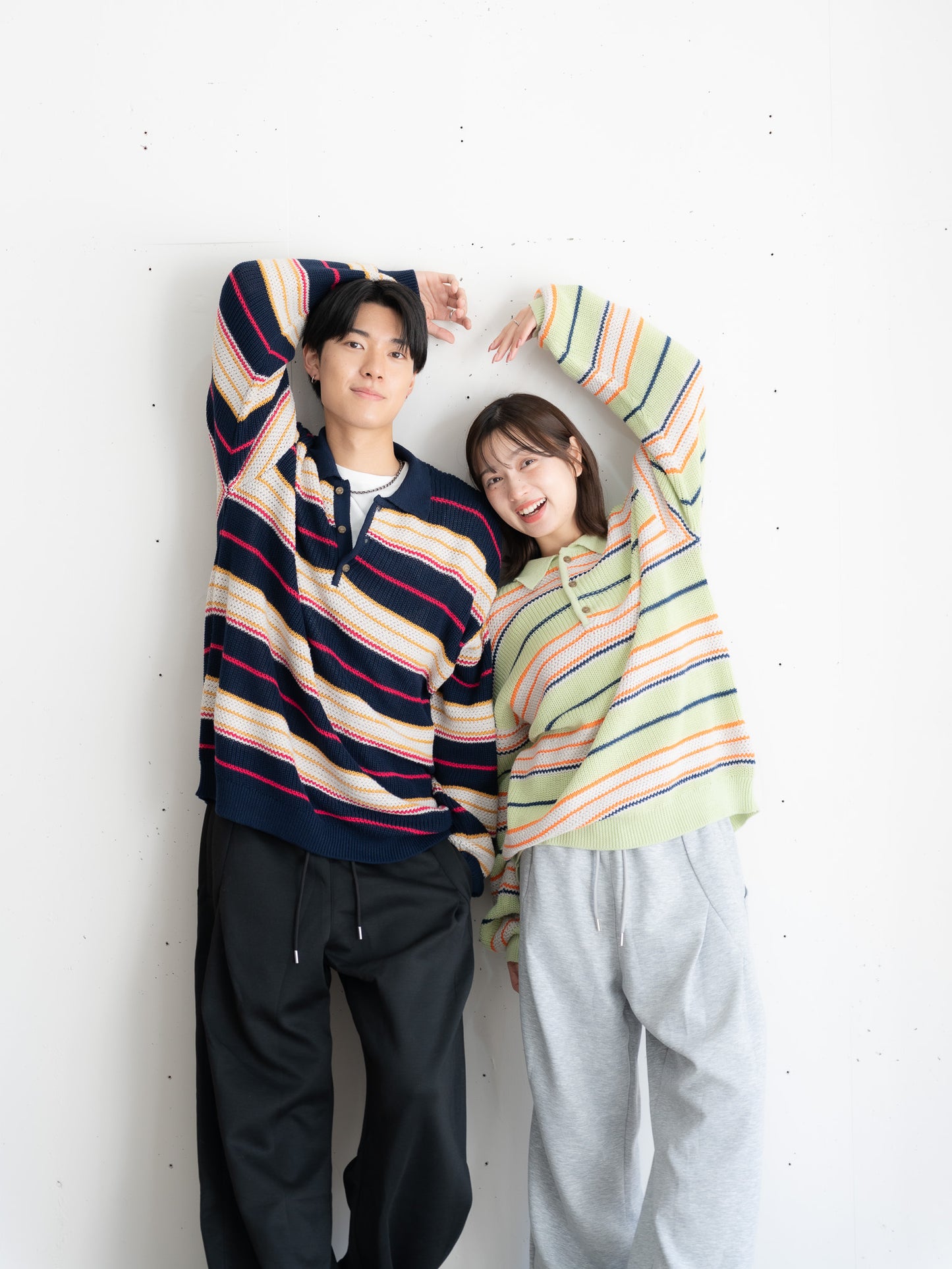 [SET]マルチボーダーポロニット+マルチボーダーポロニット(2set)