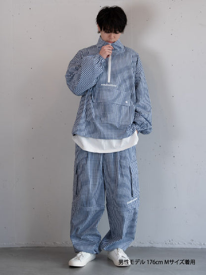 [SET]チェック柄ハーフジップアノラック+チェック柄2WAYカーゴポケットパンツ(2set)