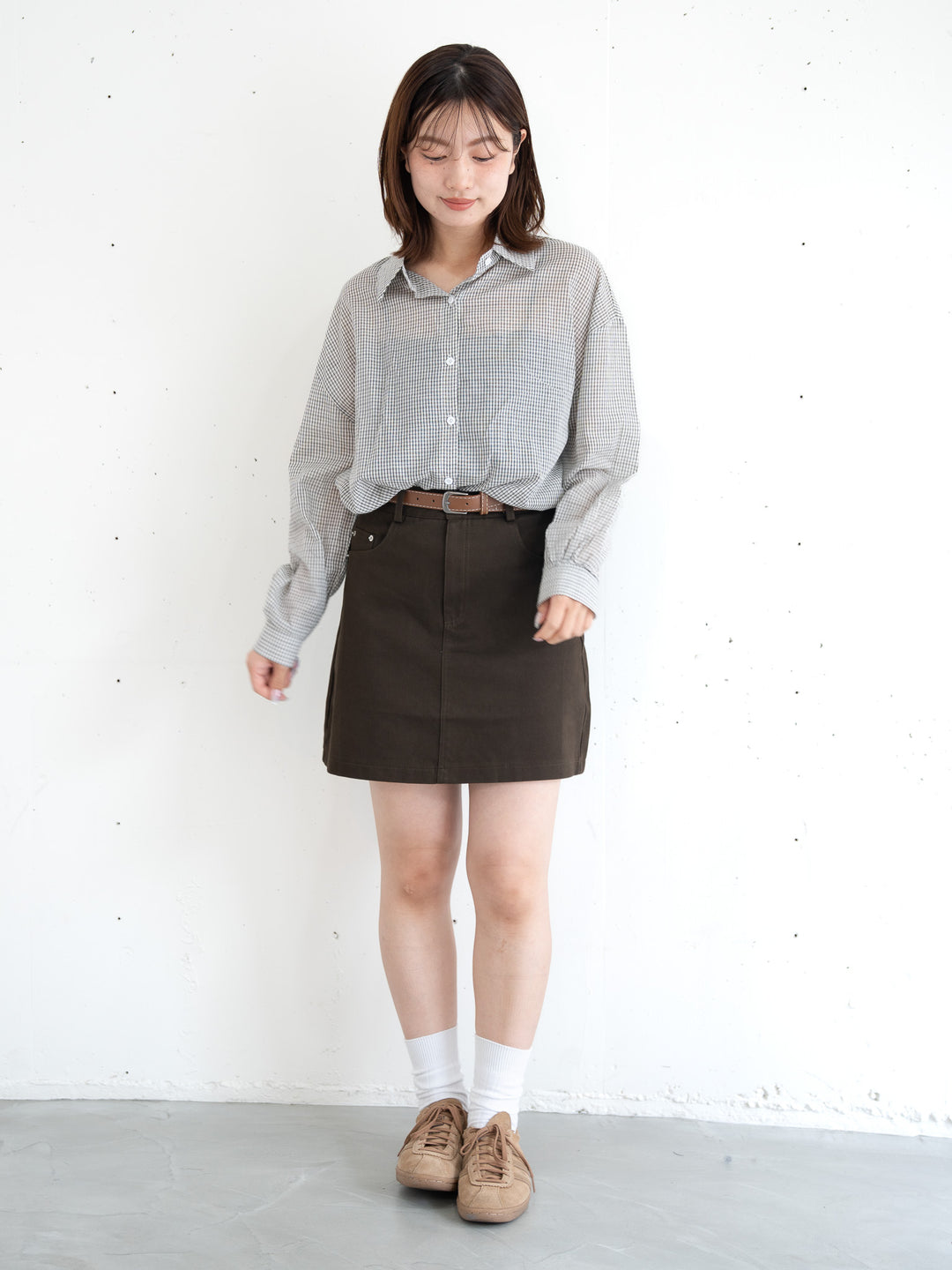 【bbO】ベルト付インナーパンツミニスカート