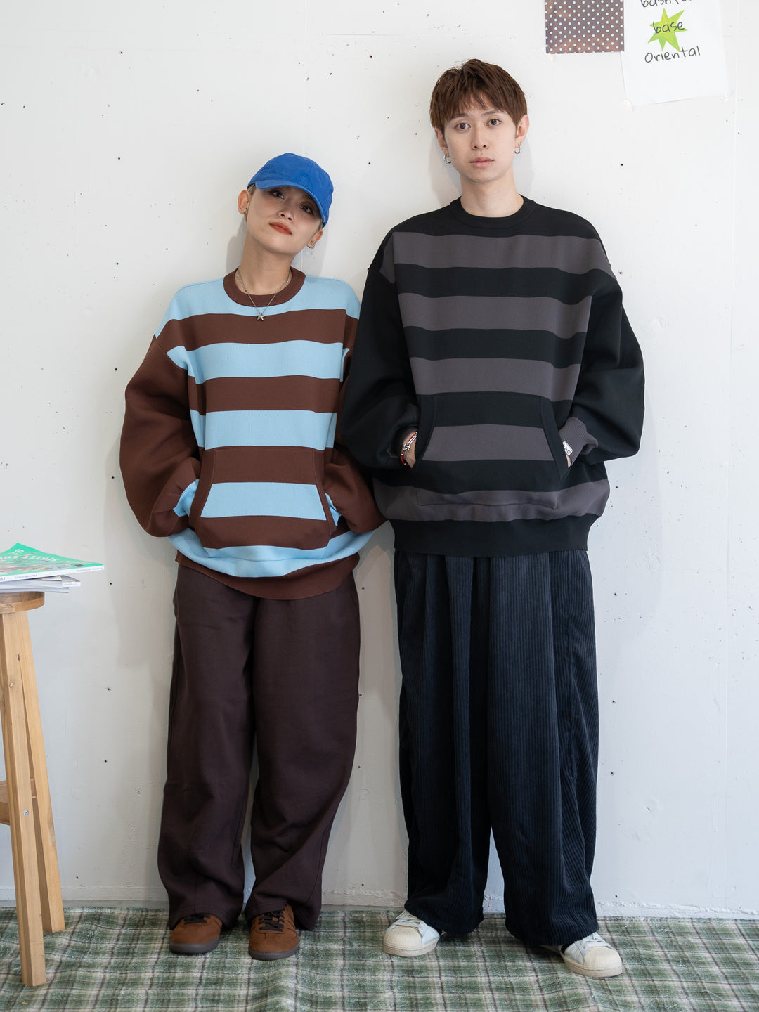 【bbO】ビッグシルエットワイドボーダーニットトップス