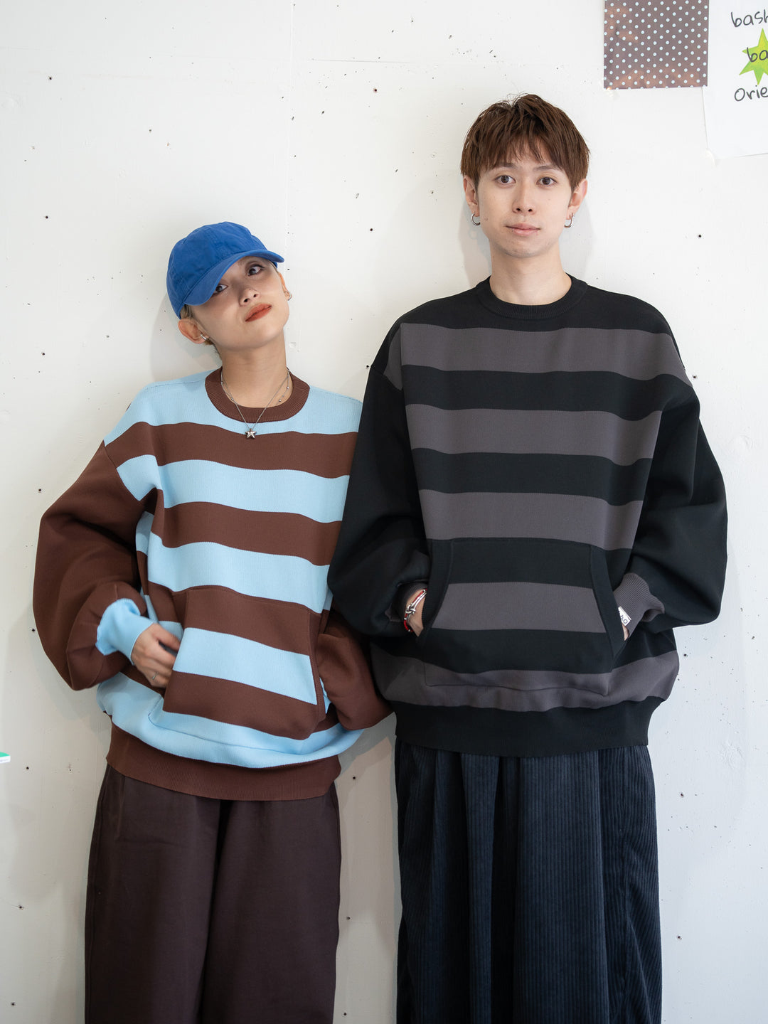 【bbO】ビッグシルエットワイドボーダーニットトップス