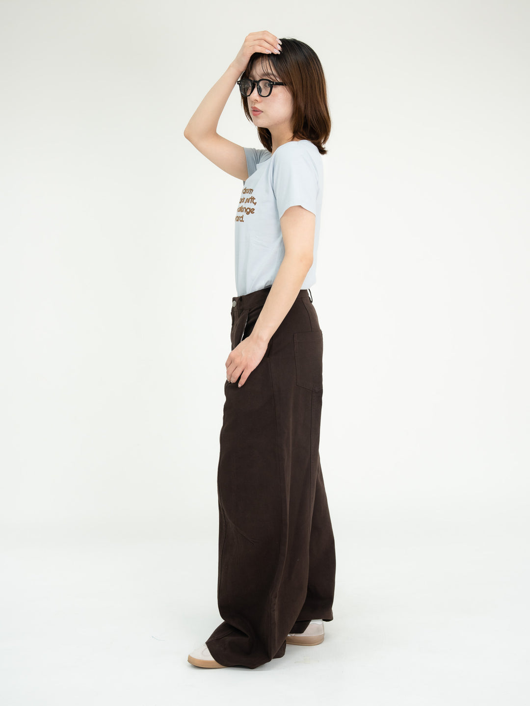 [SET]【bbO】フロッキー4段ロゴTシャツ+【bbO】カーブラインブラウンデニムパンツ(2set)