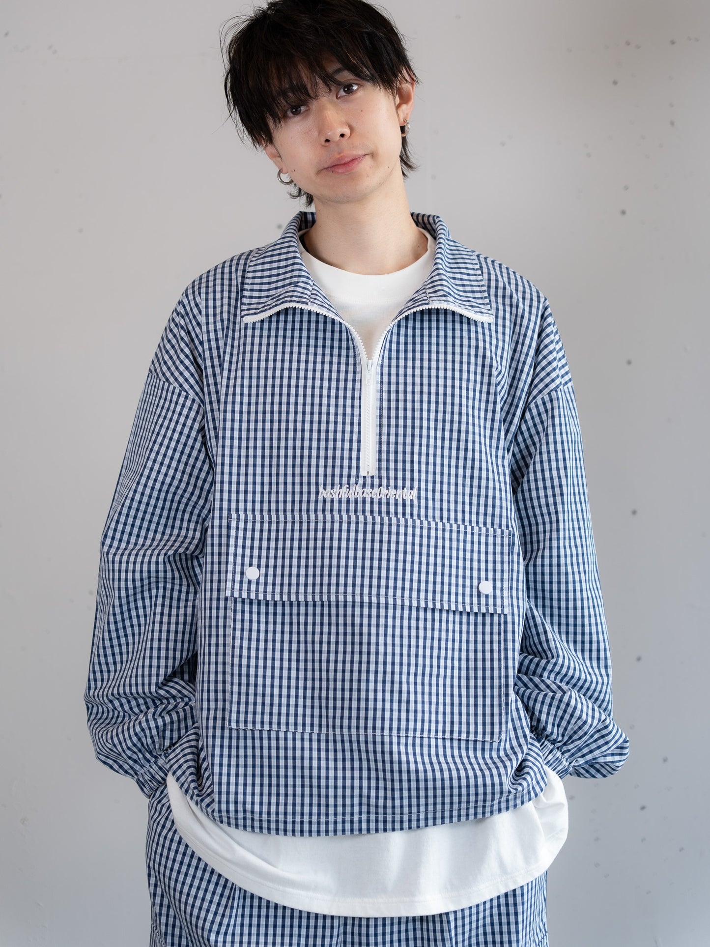 【bbO】チェック柄ハーフジップアノラック