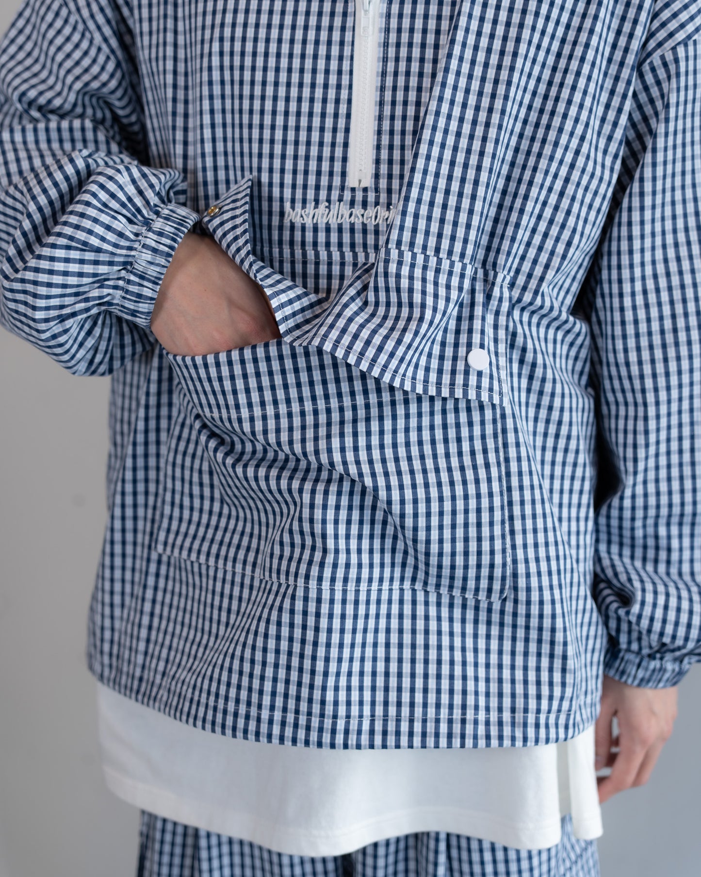 [SET]チェック柄ハーフジップアノラック+チェック柄2WAYカーゴポケットパンツ(2set)