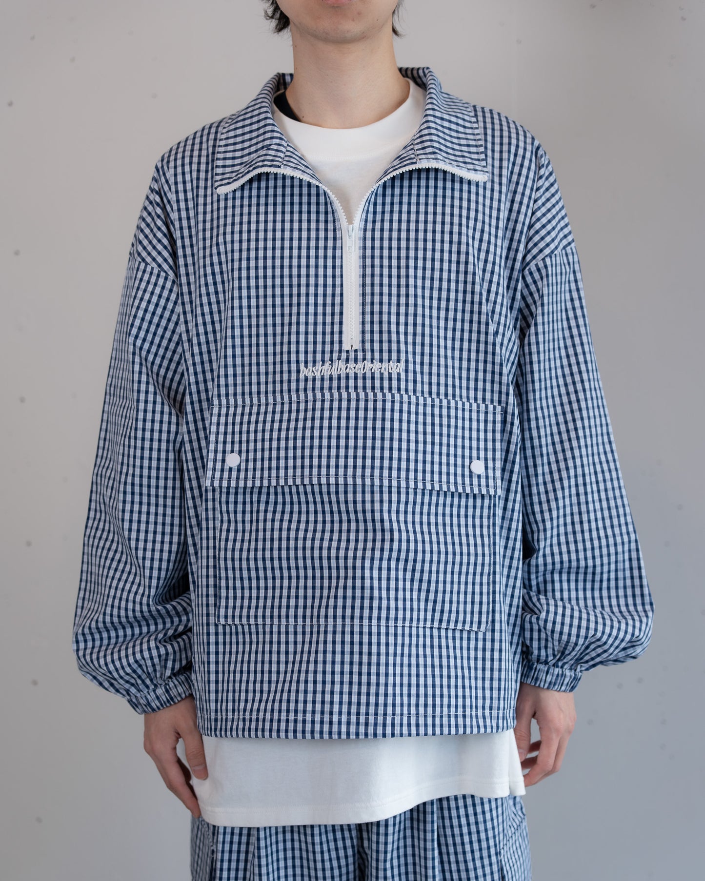【bbO】チェック柄ハーフジップアノラック