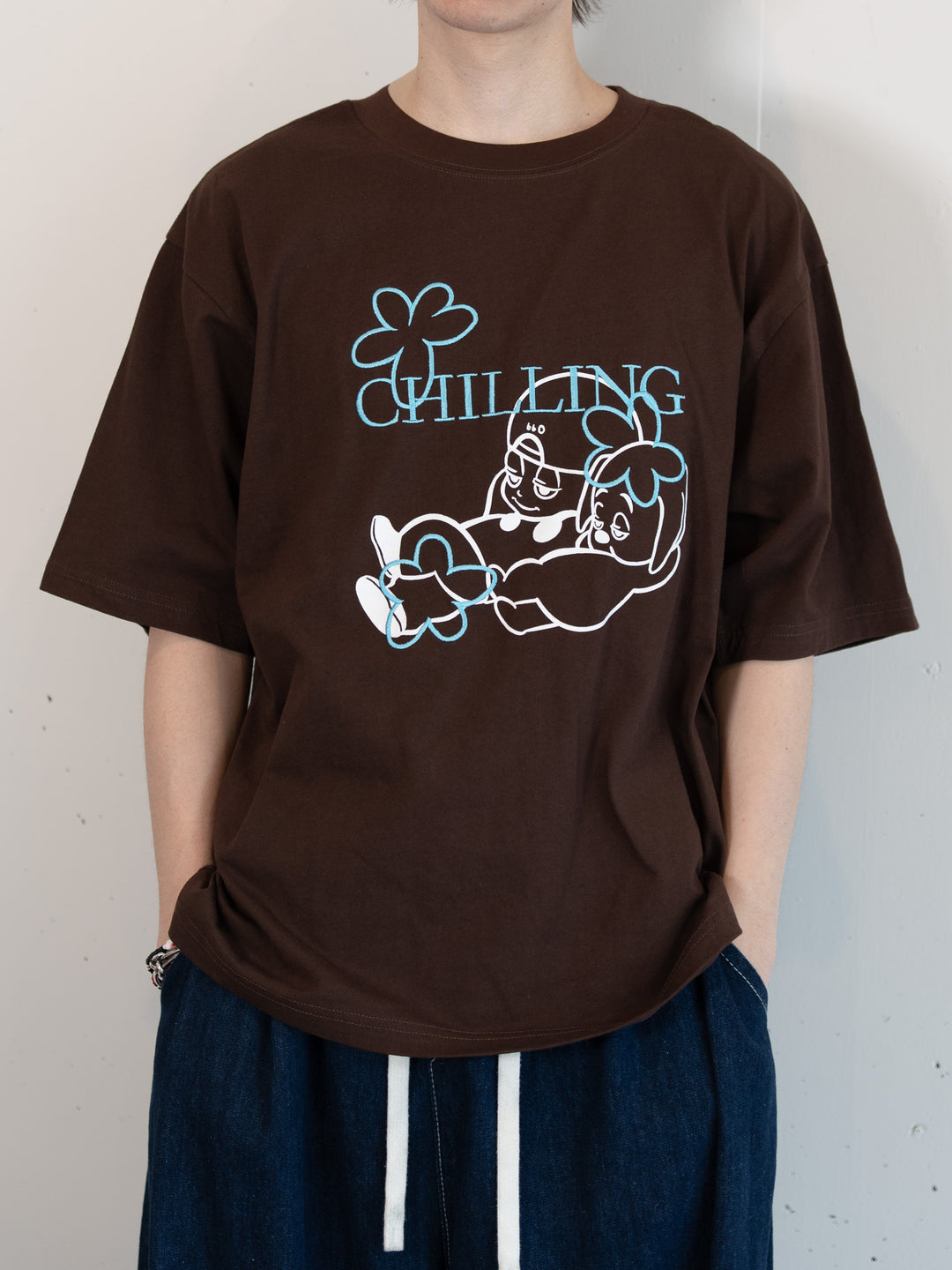 [SET]【bbO】バッシュフルくんCHILLING T+【bbO】イージーコクーンワイドデニムパンツ(2set)