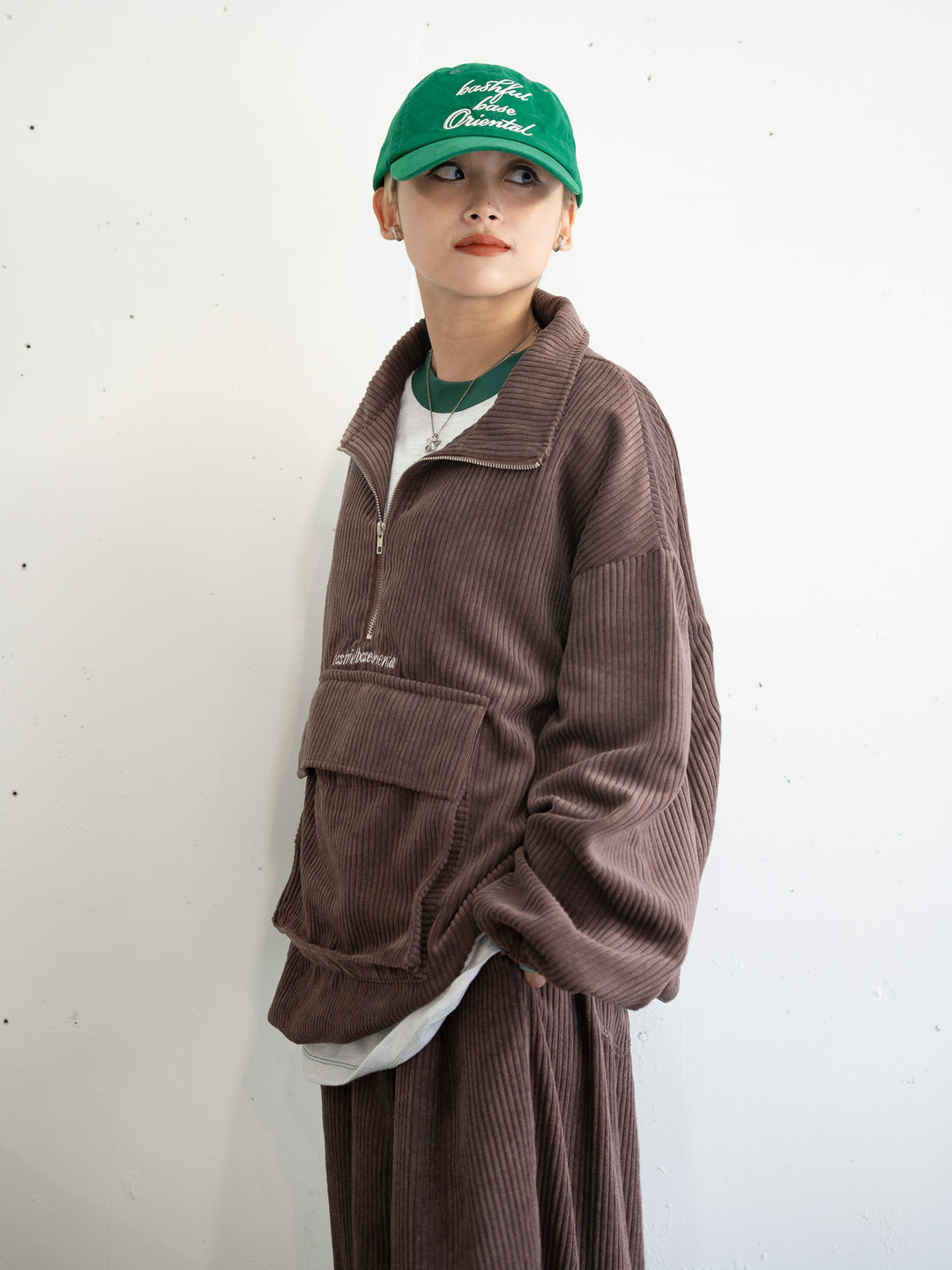 【bbO】コーデュロイハーフジップアノラック