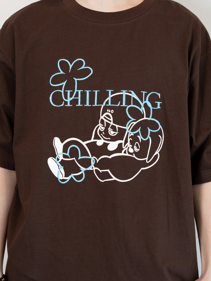 [SET]【bbO】バッシュフルくんCHILLING T+【bbO】イージーコクーンワイドデニムパンツ(2set)