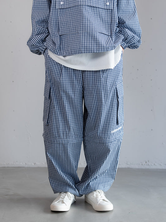 【bbO】チェック柄2WAYカーゴポケットパンツ