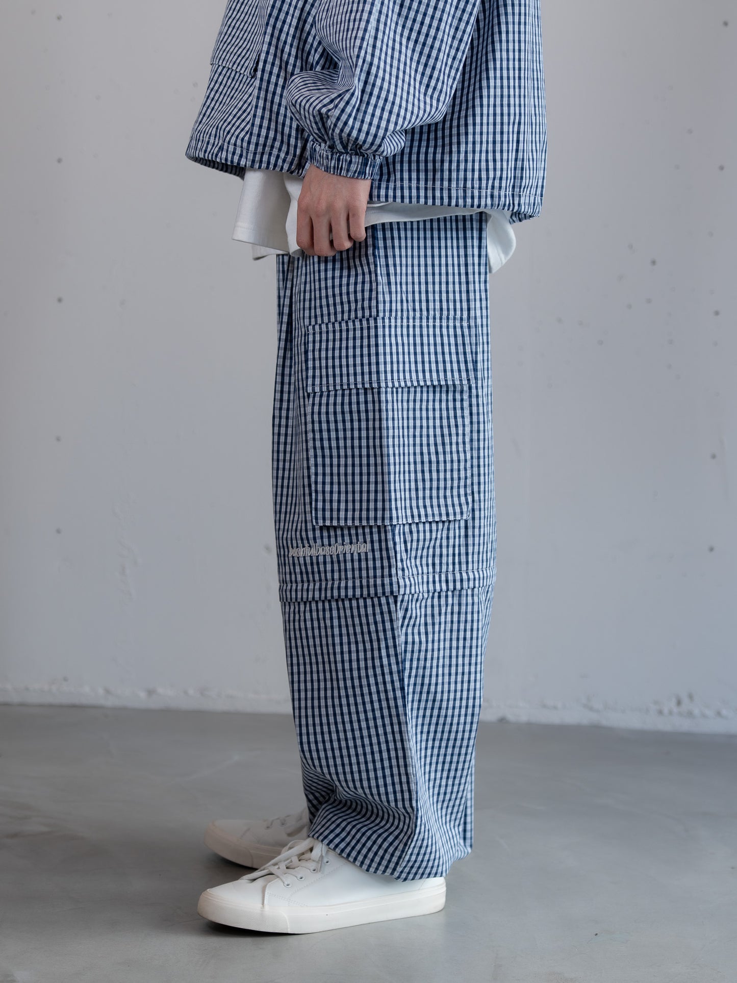 【bbO】チェック柄2WAYカーゴポケットパンツ