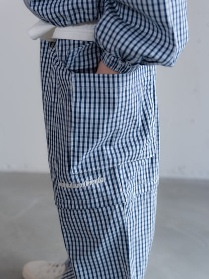 【bbO】チェック柄2WAYカーゴポケットパンツ