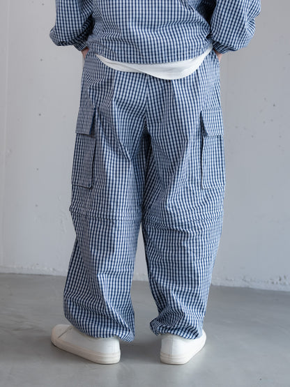 【bbO】チェック柄2WAYカーゴポケットパンツ