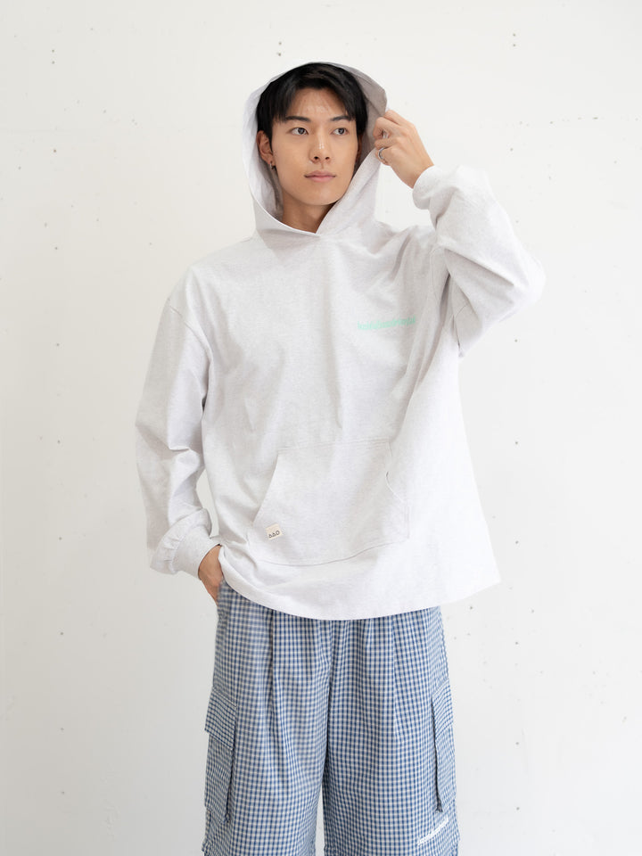 [SET]【bbO】ロゴビッグシルエットカットフーディー・パーカー+【予約】【bbO】チェック柄2WAYカーゴポケットパンツ(2set)