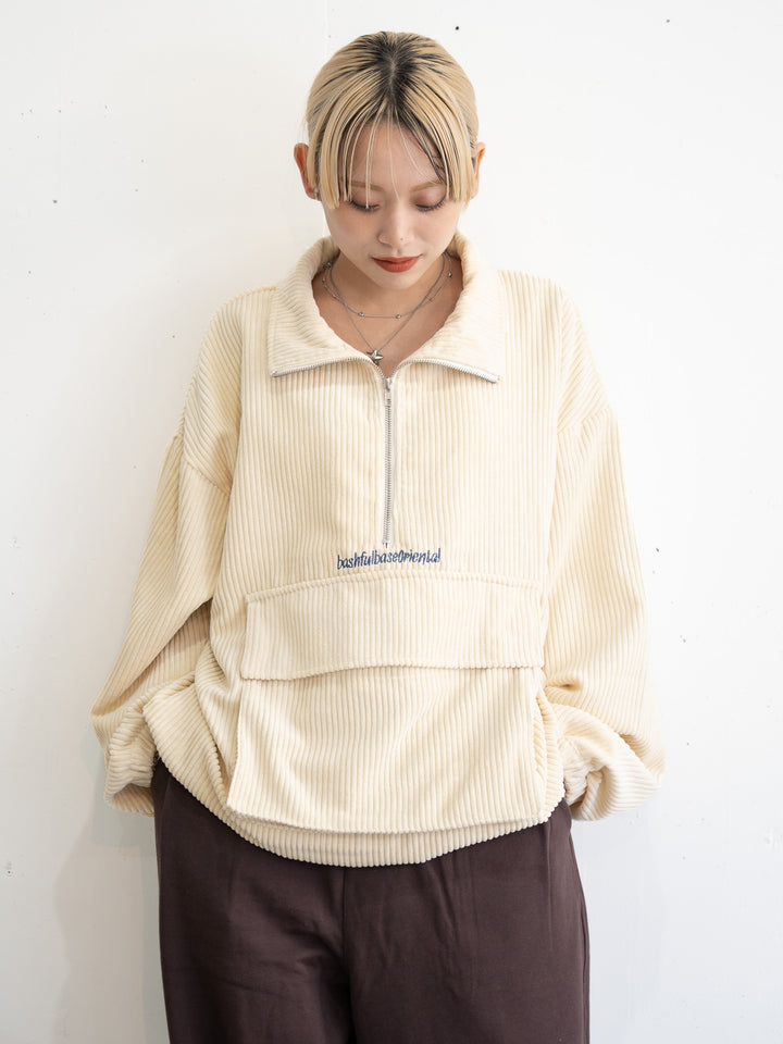 【bbO】コーデュロイハーフジップアノラック
