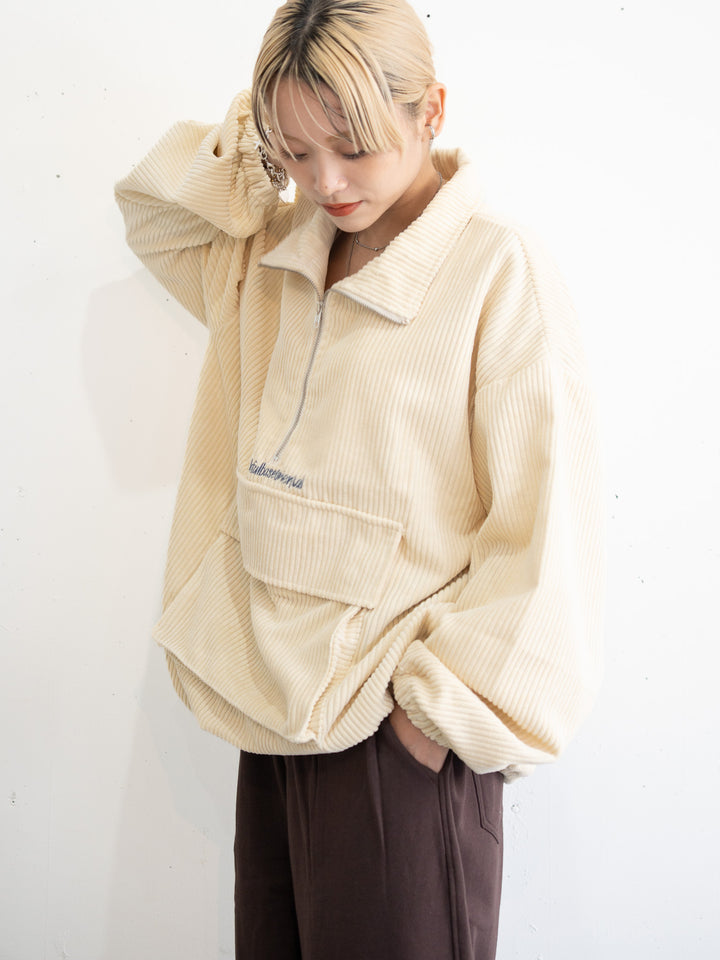 【bbO】コーデュロイハーフジップアノラック