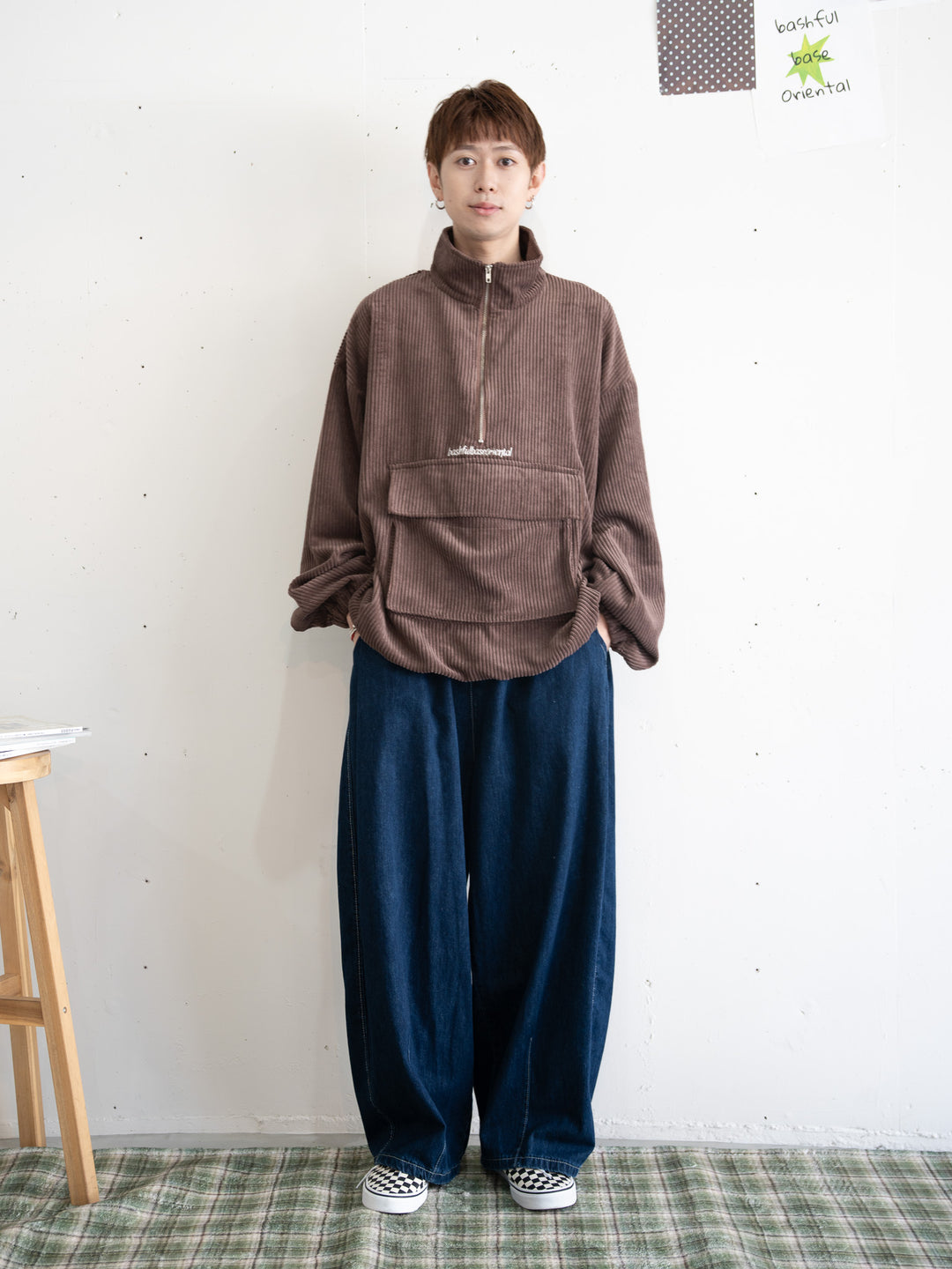 【bbO】コーデュロイハーフジップアノラック