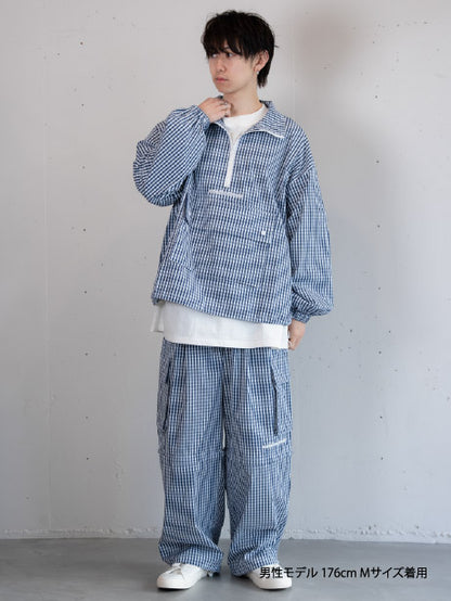 【bbO】チェック柄2WAYカーゴポケットパンツ