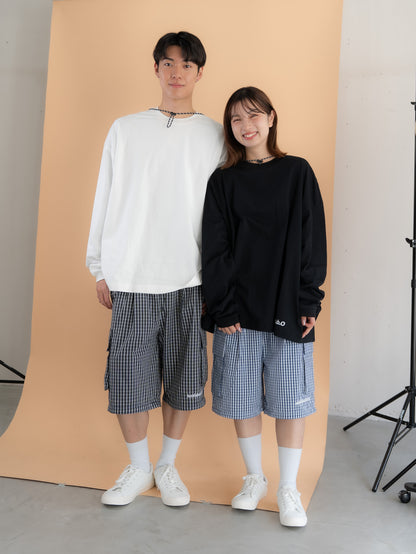 [SET]バックロゴボリュームロンT +チェック柄2WAYカーゴポケットパンツ(2set)