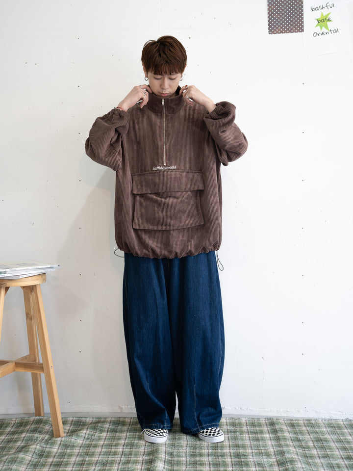 【bbO】コーデュロイハーフジップアノラック