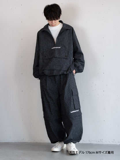 【bbO】チェック柄ハーフジップアノラック