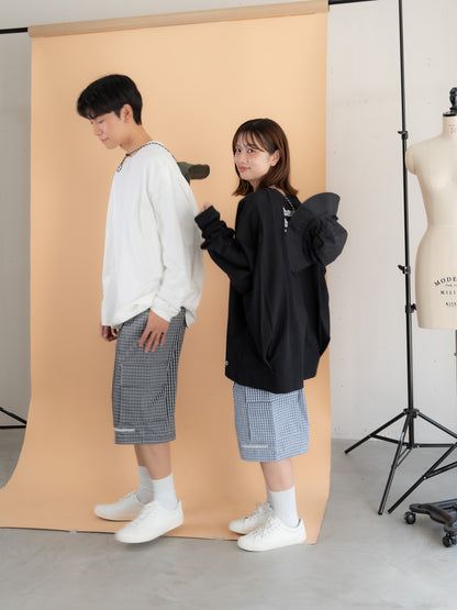 【bbO】チェック柄2WAYカーゴポケットパンツ