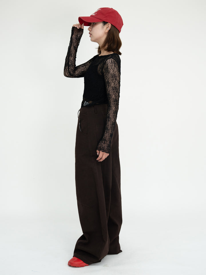 【bbO】ストレッチレースロングスリーブトップス