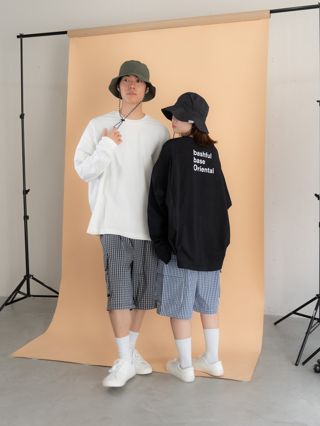 [SET]バックロゴボリュームロンT +チェック柄2WAYカーゴポケットパンツ(2set)