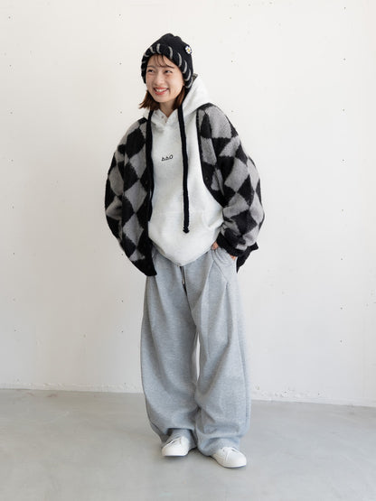 【bbO】シャギーモヘアタッチダイヤニットカーディガン