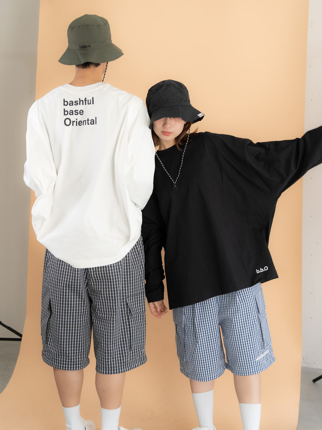 [SET]バックロゴボリュームロンT +チェック柄2WAYカーゴポケットパンツ(2set)