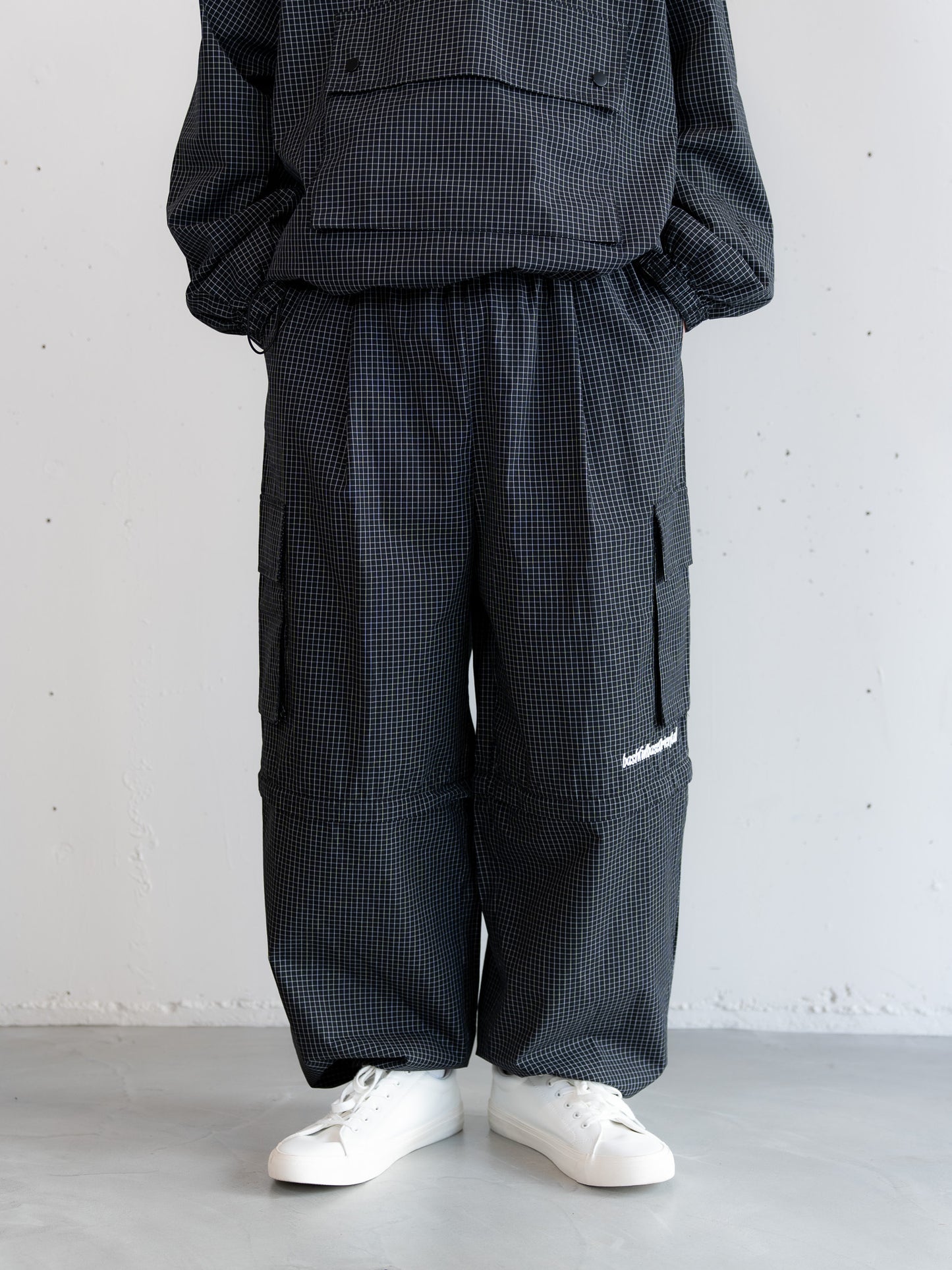 【bbO】チェック柄2WAYカーゴポケットパンツ