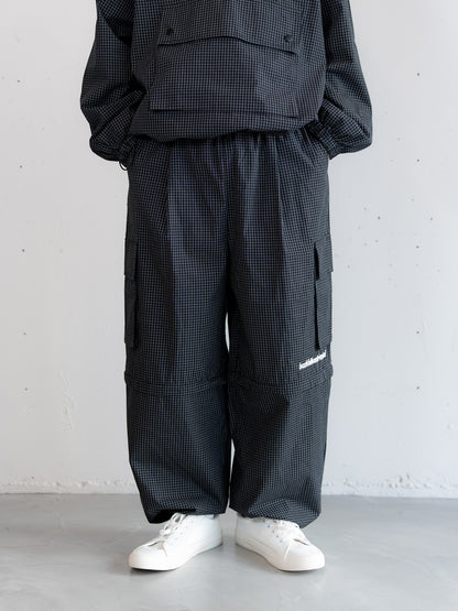 【bbO】チェック柄2WAYカーゴポケットパンツ