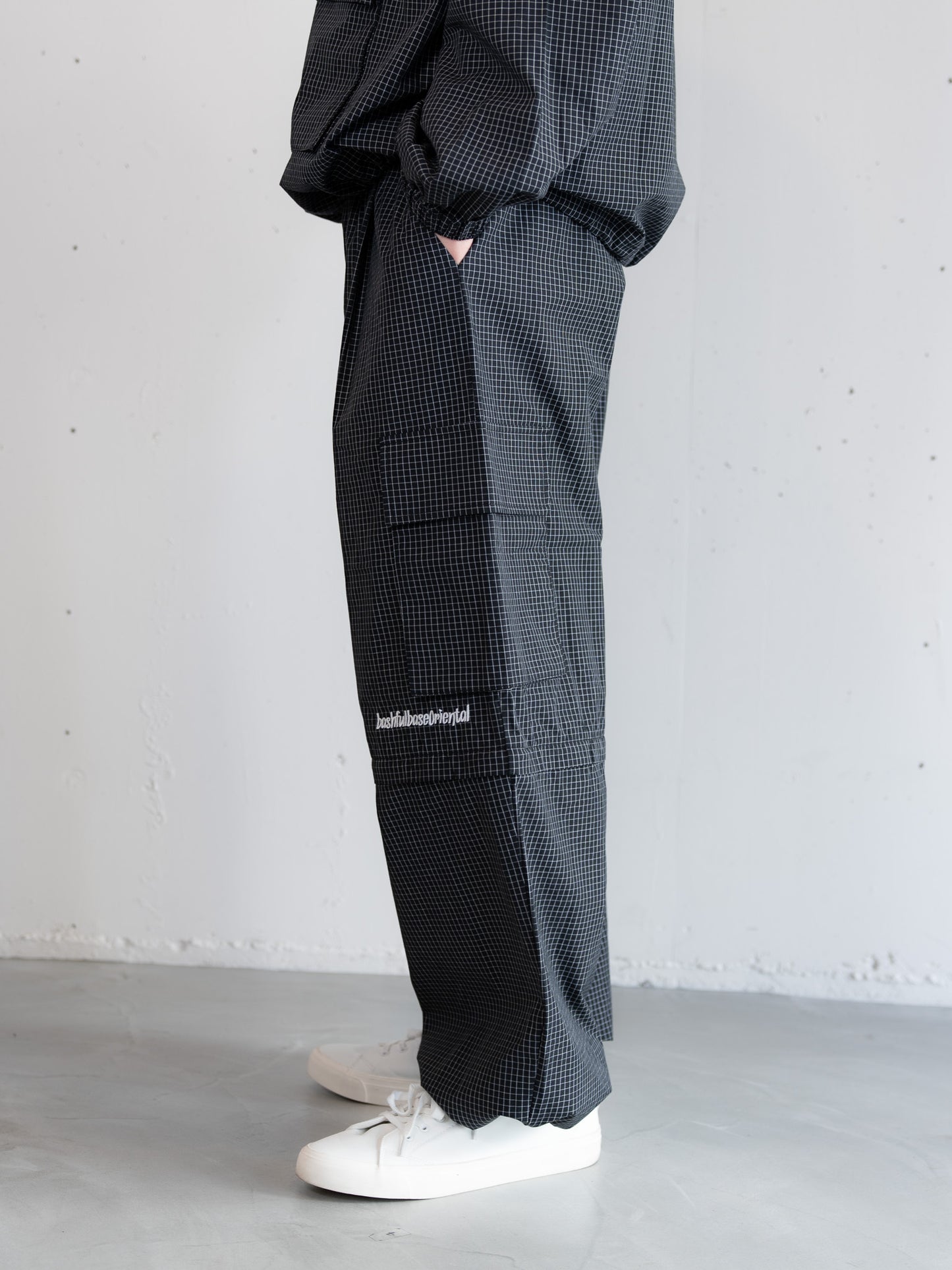 【bbO】チェック柄2WAYカーゴポケットパンツ