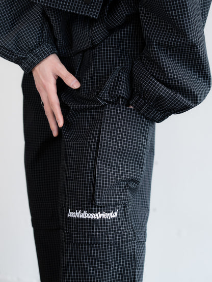 【bbO】チェック柄2WAYカーゴポケットパンツ