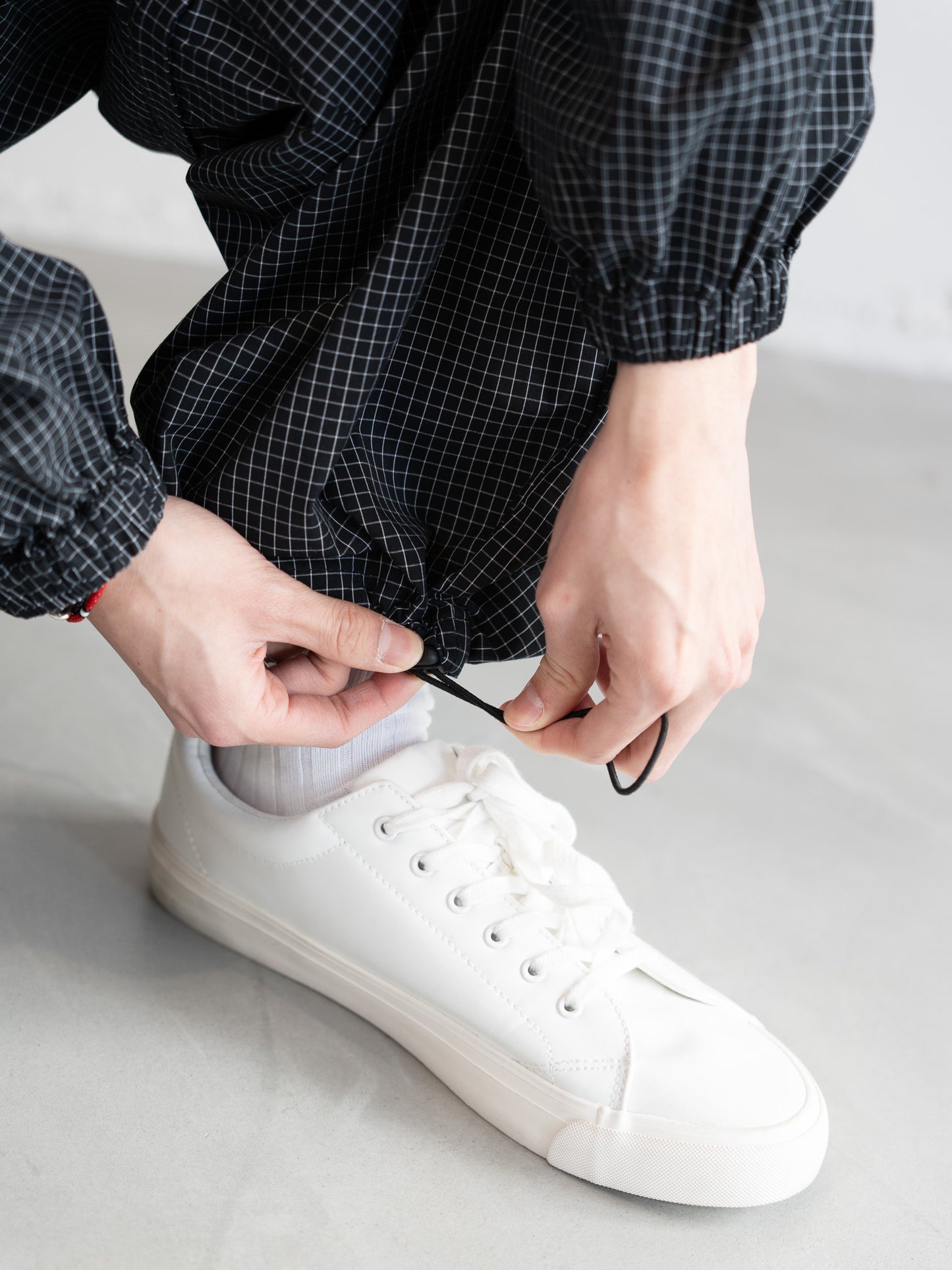 【bbO】チェック柄2WAYカーゴポケットパンツ