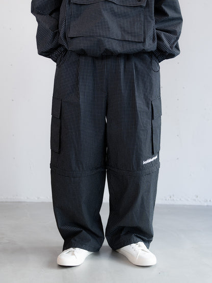 【bbO】チェック柄2WAYカーゴポケットパンツ