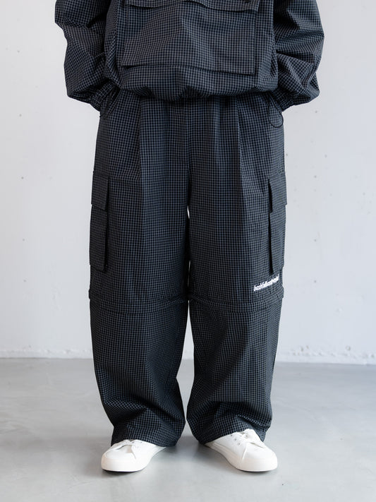 【bbO】チェック柄2WAYカーゴポケットパンツ