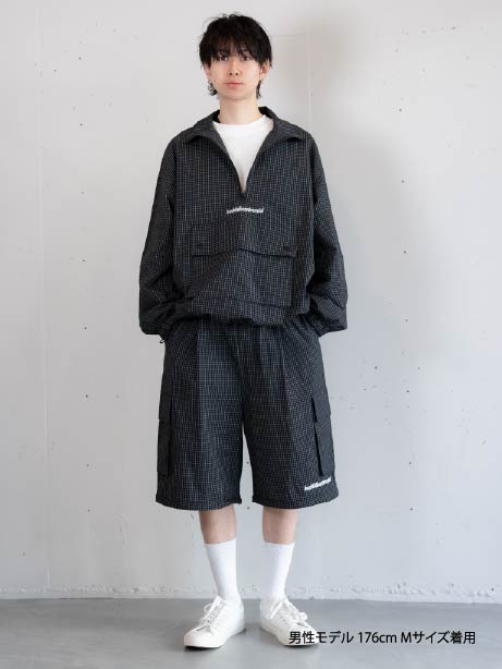 【bbO】チェック柄2WAYカーゴポケットパンツ