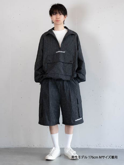 【bbO】チェック柄2WAYカーゴポケットパンツ