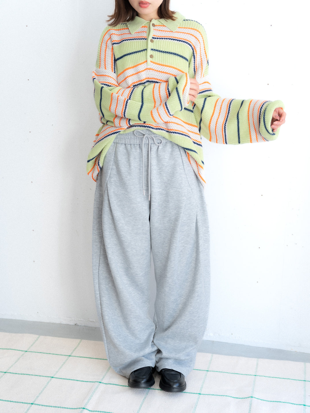 【bbO】デザインスウェットカーブパンツ