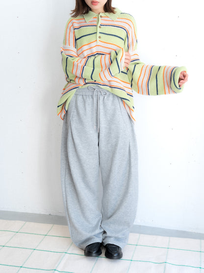 【bbO】デザインスウェットカーブパンツ