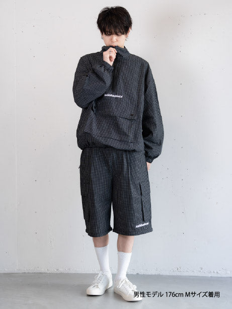 【bbO】チェック柄2WAYカーゴポケットパンツ